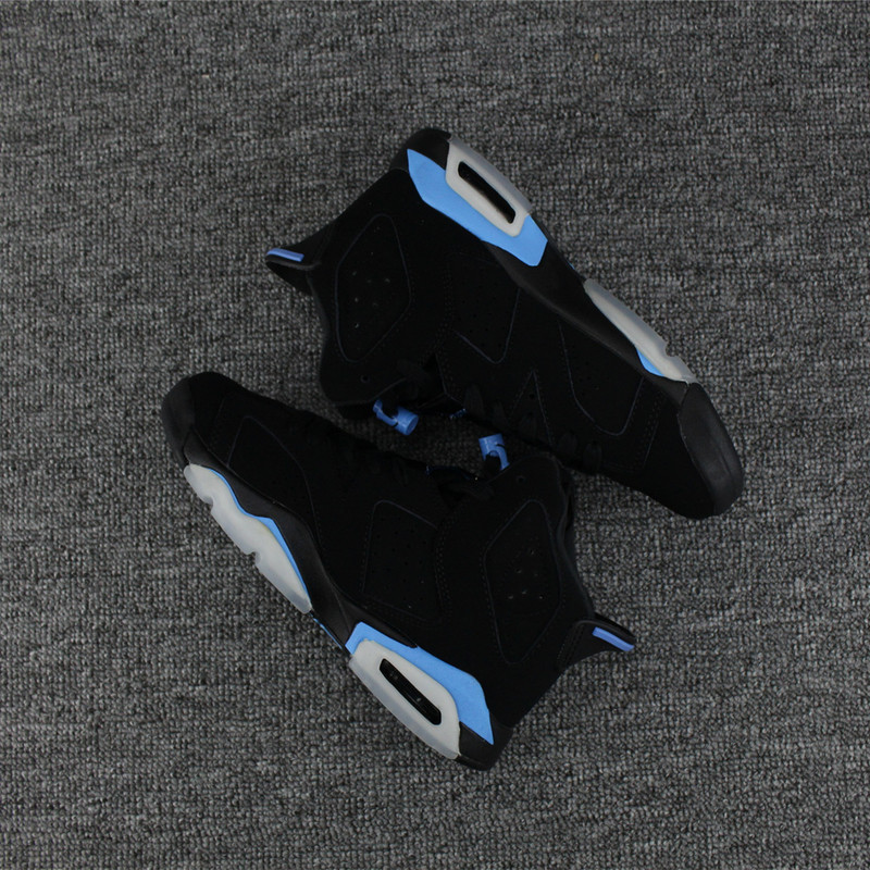 Men Air Jordan 6 Black North Carolina Blue Shoes - Click Image to Close